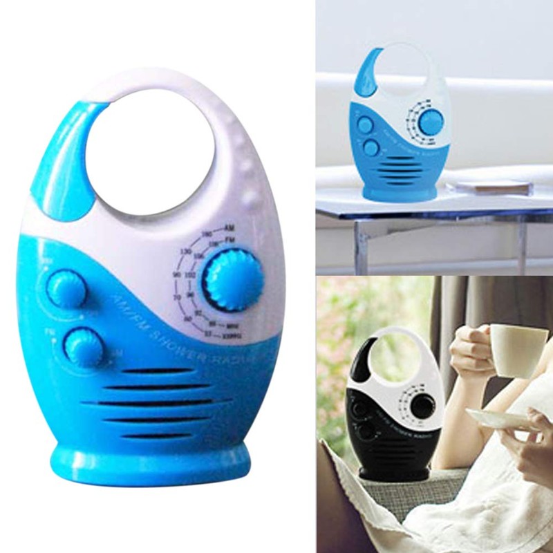Shower Radios, AM/FM Mini Shower Radio with Top Handle, Waterproof
