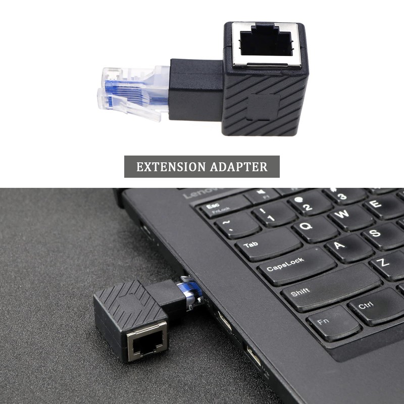 ECSiNG 2PCS RJ45 Ethernet Adapter 90 Degree Male to Female