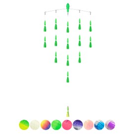 BLUEWING 36" Upgraded Fishing Spreader Bar Splasher Offshore Trolling Spreader Bar with 9" Bulb Squids and 316 Stainless Steel Rod for Wahoo Tuna Marlin Mahi Mahi, Green