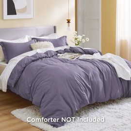 Bedsure Duvet Cover Twin/Twin XL Size - Soft Double Brushed Bedding Set for Kids & Adults, Zipper Closure, 2 Pieces, Includes 1 Duvet Cover (68"x90") & 1 Pillow Sham, NO Comforter, Grayish Purple