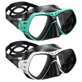 Fawater Swim Goggles with Nose Cover, Snorkel Diving Mask, Anti-Fog Tempered Glass Lenses, Silicone Material Sealing Skirt, 180° Panoramic Clear View, Suitable for Adults and Teenagers, 9 Colours