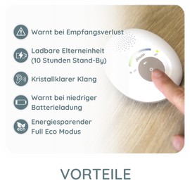 Alecto DBX110 Baby Monitor Audio - Digital Baby Monitor with DECT - 300 m Range - Compact Design - LED Volume Scale - VOX Function - Low Radiation - Beige