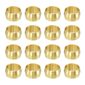 uxcell 60Pcs Fit for 1/2" Tube OD Brass Compression Sleeve Ferrules Brass Compression Tube Fitting for Water Oil Air Pipe
