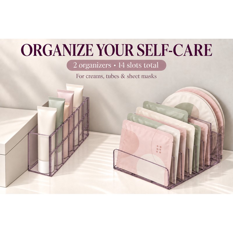 2-Pack 7-Slot Cosmetic Organizers for Makeup Storage – Clear Plastic