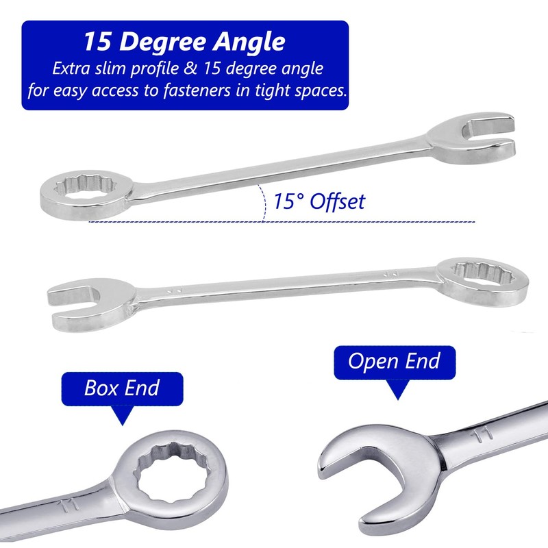 Bestgle Mini Combination Wrench Set, 10Pcs Metric 4-11mm Small Wrench