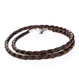 Autiga® Men's Women's Leather Bracelet Braided Dark Brown Stainless Steel 3 mm 4 mm Various Lengths 17-80 cm, Leather, Without Stone