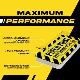 Pinch Point Stickers (small) | Pinch Point Warning Sticker| Safety Label | Powered Machinery and Equipment - Heavy-Duty, Ultra Durable – USA Made (2x1 inch), 4 Labels