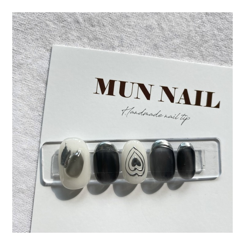 Black Heart Nail Tips - Lipstick / 블랙하트 네일팁 -