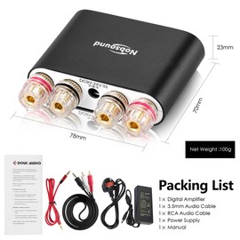 Nobsound NS-10G PRO Mini Bluetooth Amplifier, 2.0 Channel Power Audio Amp, 100W x 2 Digital Amplifier with DSP for HiFi Stereo Audio (Black)