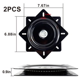 7 Inch Lazy Susans Turntable Bearings Swivel Zinc Plate, Black Square Lazy Susan Hardware, Heavy Duty Lazy Susan Replacement Parts for Table, Chair, Round Bar Stools (7 Inch(2 Pack))