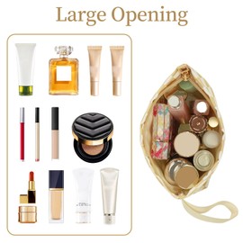 Ethereal Small Makeup Bag for Purse, Khaki Checked Travel Makeup Bag for Women/Girls, Daily Cosmetic Bag Portable Make up Pouch