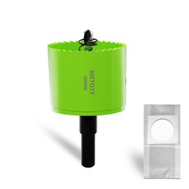 METOTY 48 mm Bi-Metal Hole Saw, Universal HSS M42 Hole Saws, with Triangular Shank Adapter and Pilot Drill, A Free Dust Bag for Aluminium, Metals, Plastics, Acrylic Glass, Wood, Plasterboard