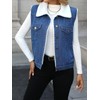 YILANUOYI Denim Vest with Faux Fur Collar for Women (US,