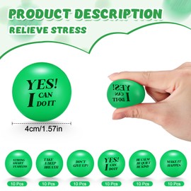 Jerify 72 Pcs Motivational Stress Balls Bulk Inspirational Stress Balls Colorful Foam for Adults Hand Exercise Small Therapy Fidget Relief Anxiety Toys for Valentines Gifts Fidget(Green)