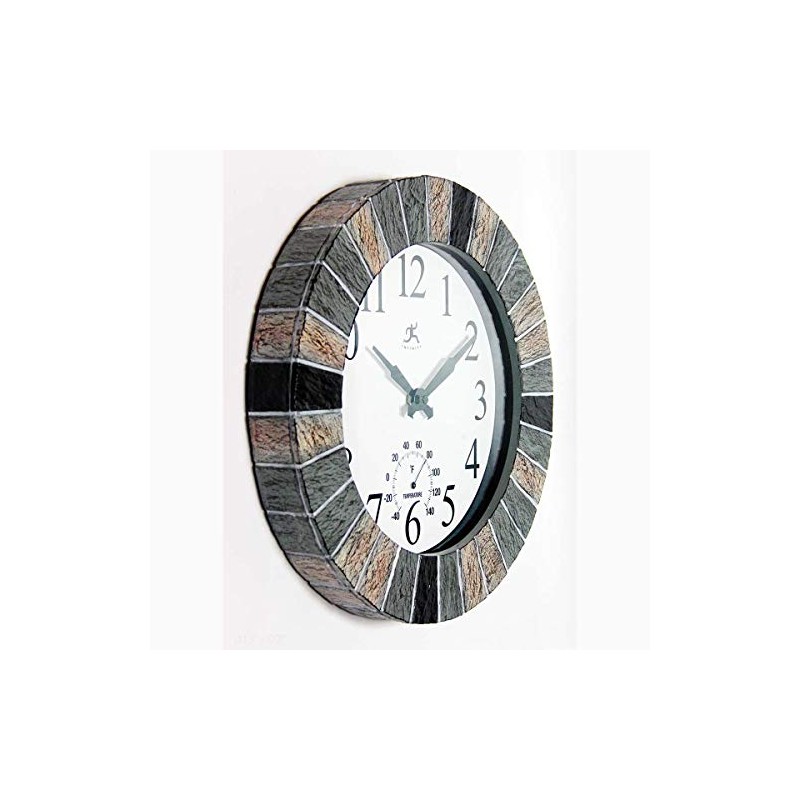 Infinity Instruments Slate 13 inch Outdoor Wall Clock Faux Slate