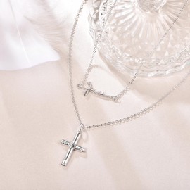 praymos Jesus Cross Necklace 925 Sterling Silver Necklaces for Women Girls Silver Letter Necklace for Mother Women Gift for Her