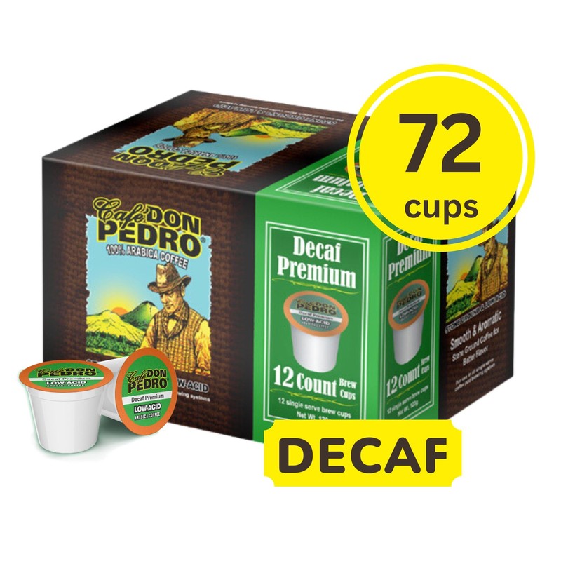 Cafe Don Pedro Decaf Premium Low Acid Coffee Pods For