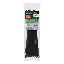 ELPA KBN-N200030 (BK) Cable Ties, 7.9 inches (200 mm), Pack of 30, Black, Weather Resistant, Screw Fixing Type
