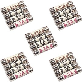 Nartel® 20 x Mixed Electrical Ceramic Household Domestic Mains Plug Top Fuses BS1362 Type (5pcs 3A, 5pcs 5A, 5pcs 10A, 5pcs 13A)