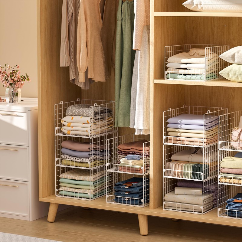 Stackable Closet Organizers and Storage - 4-Tier Stackable Storage Bins,