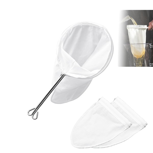 3 Stück kleine, ultrafeine Siebbeutel, wiederverwendbare Reißverschluss-Filtertasche mit Edelstahlgriffrahmen, Käsetuch-Siebe