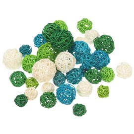 PATIKIL Wicker Rattan Balls, 36 Pcs Decorative Balls for Centerpiece Bowls Home Decor 4 Sizes(White/Deep Green/Green/Blue, 2.4",2",1.6",1.2")