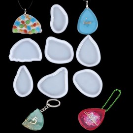 FineInno 7Pcs Irregular Resin Mold Water Drop Silicone Mold Pendant Casting Mold for Epoxy Jewelry Crystal Agate Geode Gemstone Necklace Ornament DIY