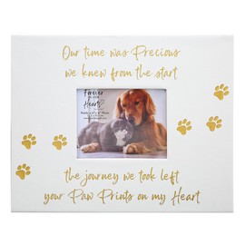 Pavilion Gift Company - Paw Prints On My Heart - Memory Box With 5" x 4" Photo Holder Loss Of Pet Cat Dog Bereavement In Memory