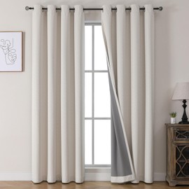 BULLPRINCESS Grommet Blackout Curtains for Bedroom, 52x84 inch Beige Panels for Room Darkening, Window Treatment Thermal Insulated Drapes