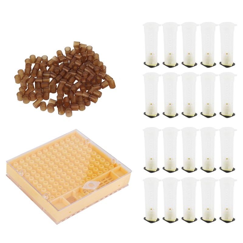 Queen Bee Rearing Box Cage Plastic Breeding Cell Cup Kit
