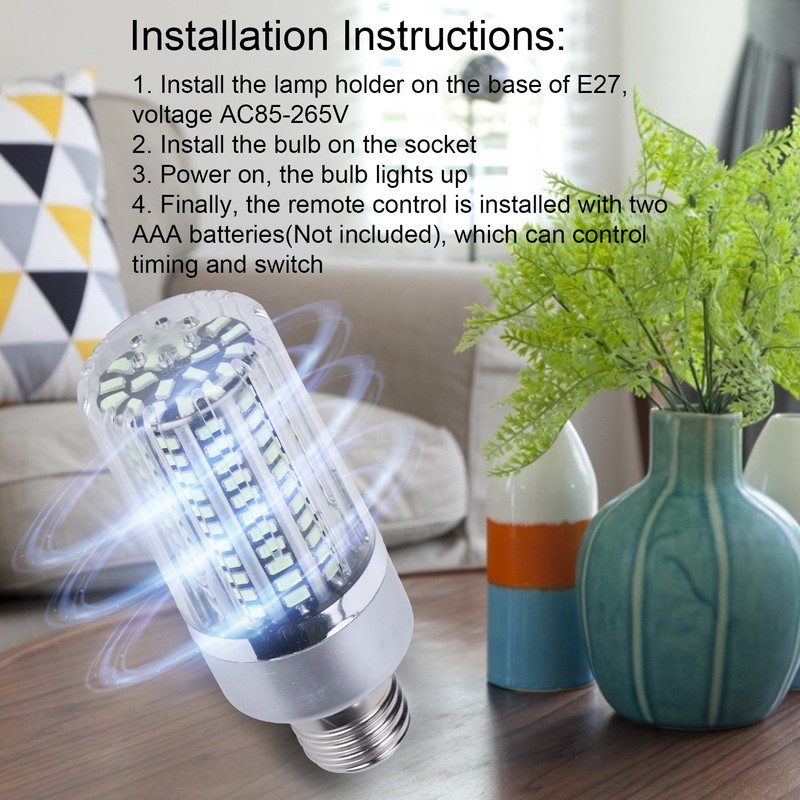 130LED UVC Light Germicidal Lamp E27 Base for Home Room
