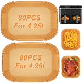 BYKITCHEN Pack of 160 Baking Paper for Hot Air Fryer Cosori 2 Chambers, Dual Zone Air Fryer 8.5 L, Airfryer Baking Paper for Cosori CAF-R901-AEU, Airfryer Accessories for Hot Air Fryer Double Basket