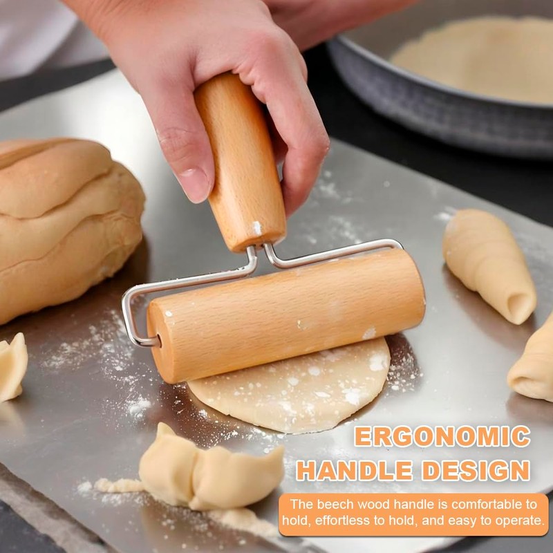 2 PCS Small Wooden Rolling Pin & Roller Set -