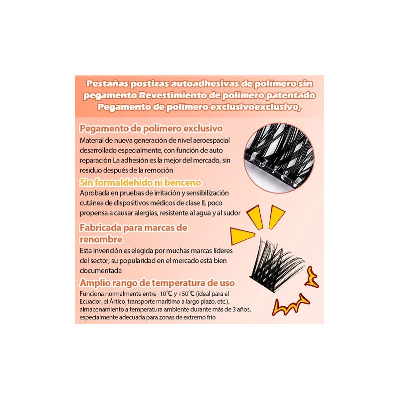 Extensiones Pestanas Autoadhesivas Naturales Mix 10-16mm Diy