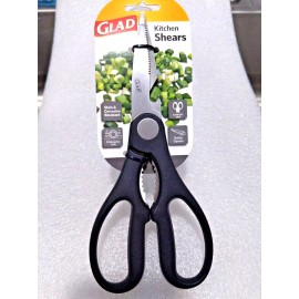 Glad® Kitchen Shears & Bottle Opener Stain & Corrosion Resistant Black BRAND NEW