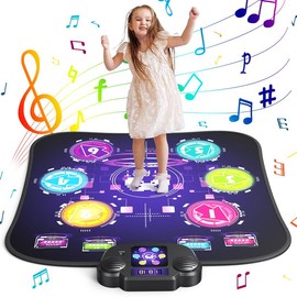 MERACH Dance Mat Bluetooth Electronic Dance Pad with Light-up 6-Button 8-Button Built-in Music Dance Game Toy Gift for Kids Girls Boys 3-12 Years Old:_6-Button