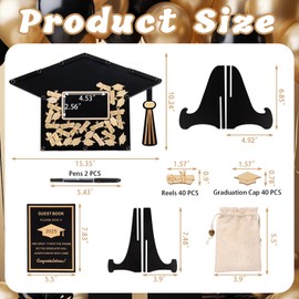 DeziWood 2025 Graduation Guest Book Alternative, Black Happy Graduation Party Decorations, Class of 2025 Congrats Graduates Signature Guestbook Gifts for College High School Students Friends Men Women