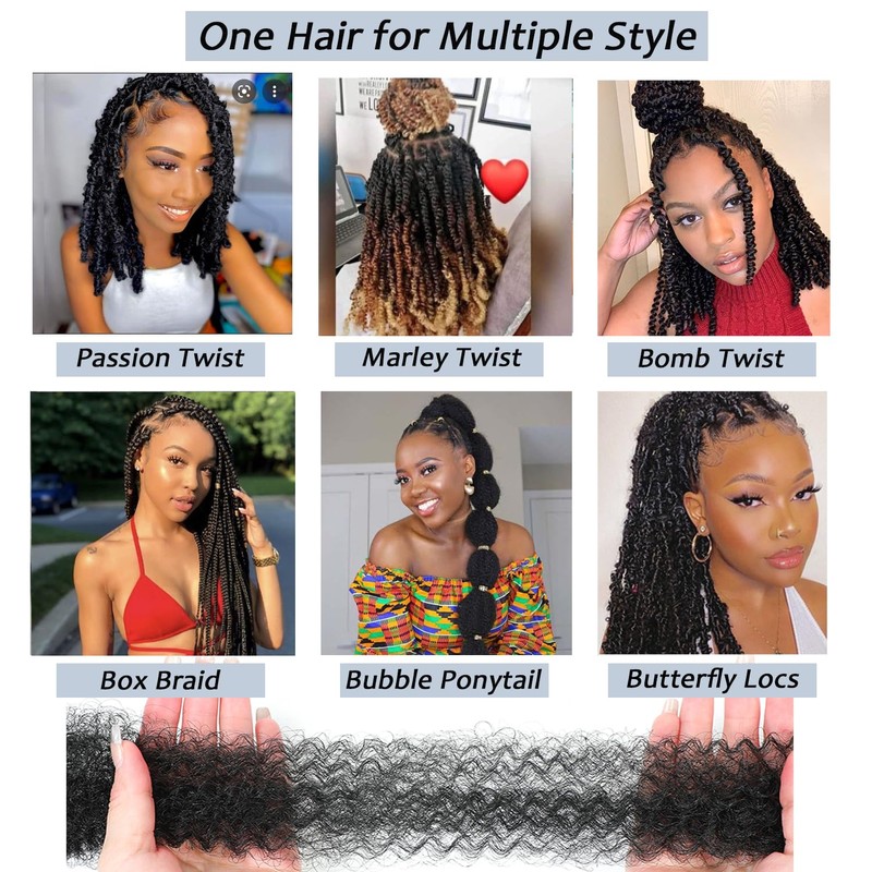 12 pulgadas de cabello afro elástico con 8 paquetes de