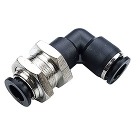 HongBoW Hardware 2 Pcs 3/8" Tube OD Push to Connect Fitting Bulkhead Elbow Air Pneumatic Push Fitting