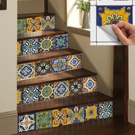 Tile Stickers Mexican Spanish 40pc 4-1/4in Peel and Stick for Kitchen and Bath Tr002-4Q