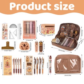 KQWVZ Capybara Stationery Set, Capybara Pencil Case with Compartments, Capybara School Supplies Set, Kawaii School Supplies Capybara with Pens Clips Rulers etc., for Office Students, Capybara