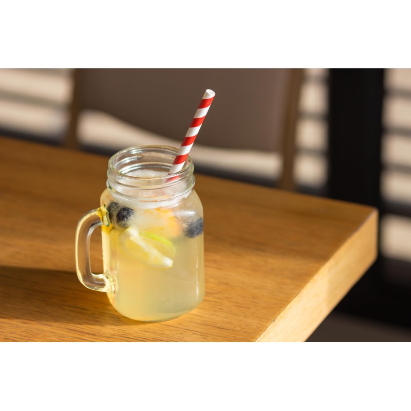 Biodegradable 100 Paper Drinking Straws, Striped Multi-Colour Pack, Party and