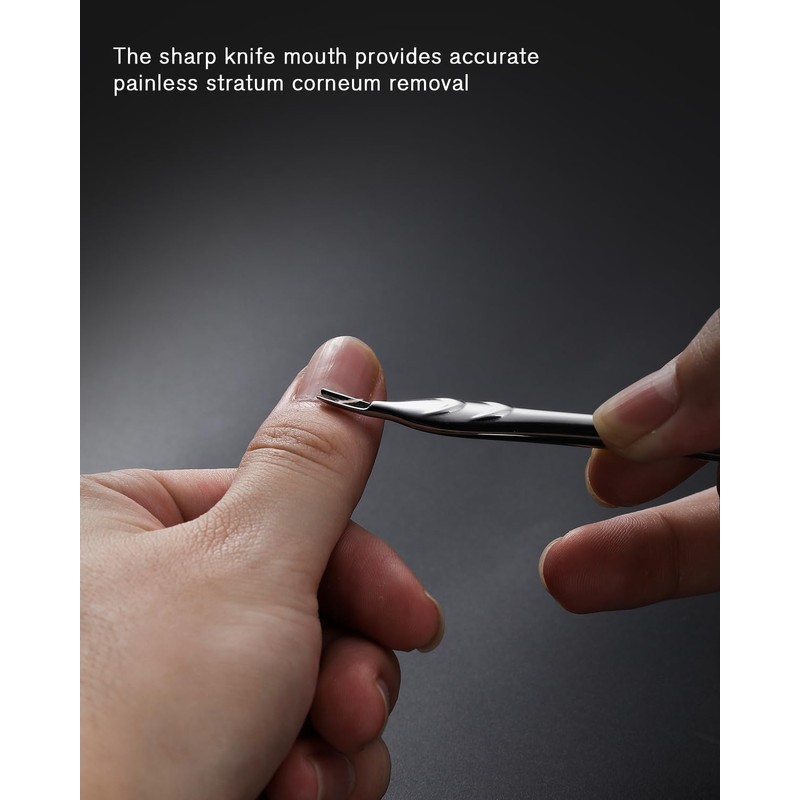 FERYES Cuticle Pusher with Fork, 2-in-1 Cuticle Trimmer Nail Care