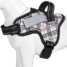BaoCheng Dog Harness for Dogs, Small Dogs, Medium Dogs, Large Dog Harness, Heat Protection, Throat Friendly, Stylish Colors, Breathable, No Burden, Nameplate, 7 Colors Available (Beige Plaid, XL)