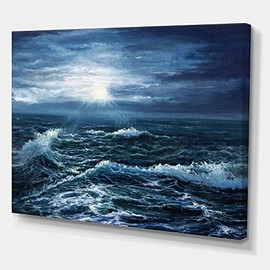 DesignQ Sunshine Through The Ocean Waves Nautical & Coastal Canvas Wall Art