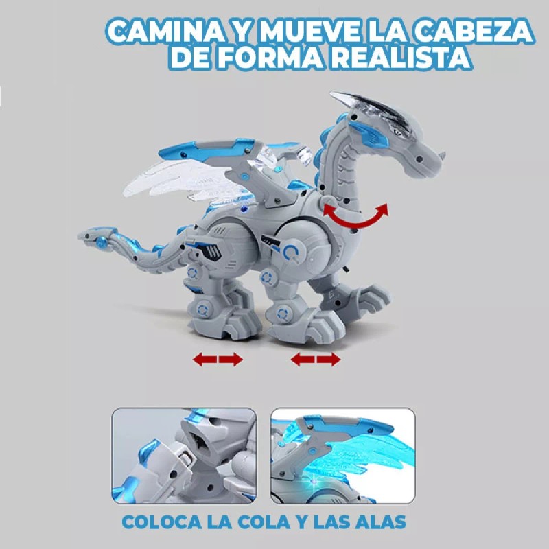 EGTMA Dragon De Juguete Con Sonido Luces Articulado