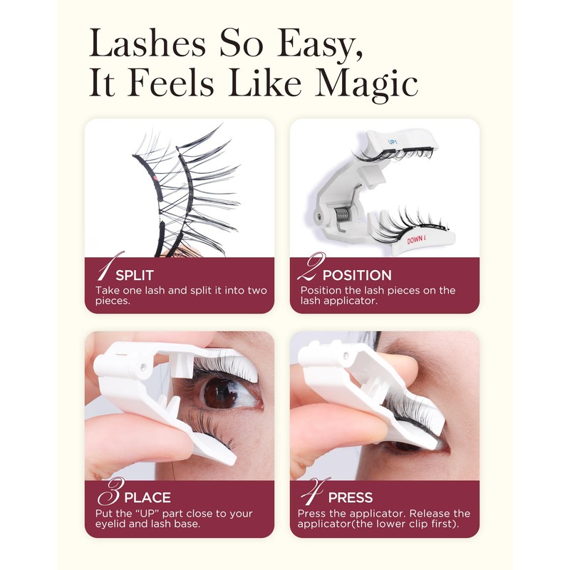 BEYELIAN Magnetic Eyelashes with Applicator, Soft Magnetic Lashes Natural Look