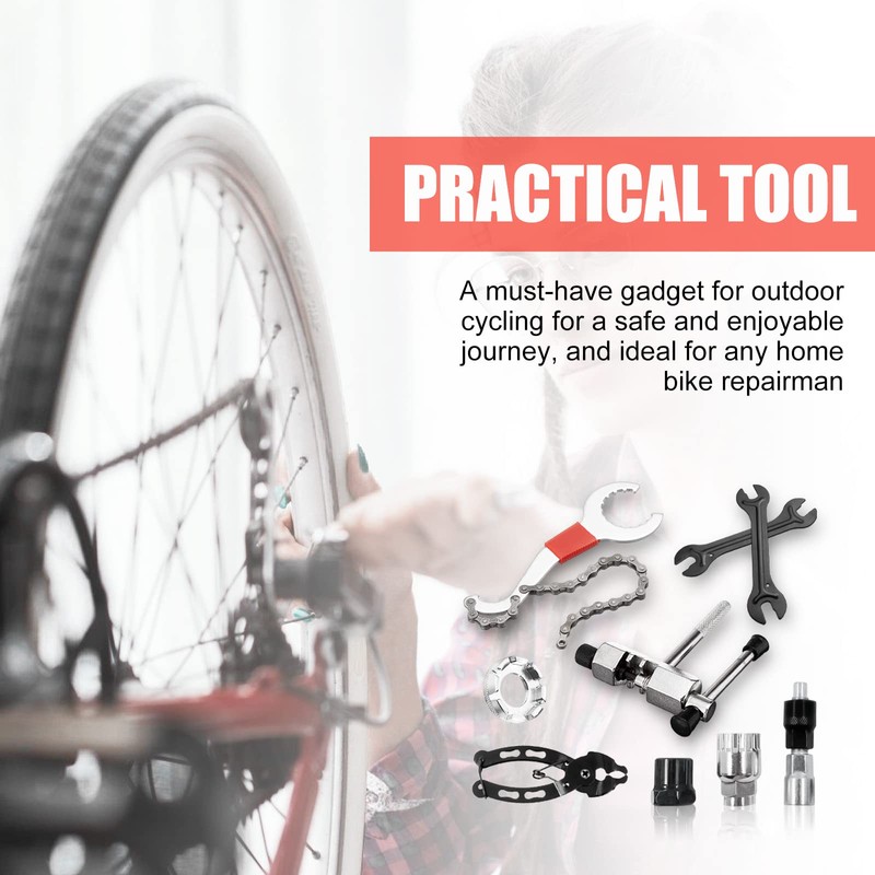 Chain Whip and Puller Set Bicycle Tool: 9 Pieces Bicycle
