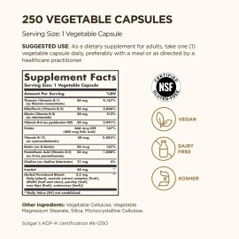 Solgar B-complex 50 Cápsulas Veganas 250 Unidades