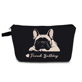 YULUENZE Cartoon Dog Gifts French Bulldog Makeup Bag Cute Small Organizer Bag with Zipper Cartoon Puppy Print Cosmetic Bag Birthday Gifts for Dog Lovers Women Friends